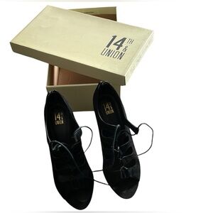 New! 14th & Union Rare Vintage Black Suede Women's Gladiator Heels